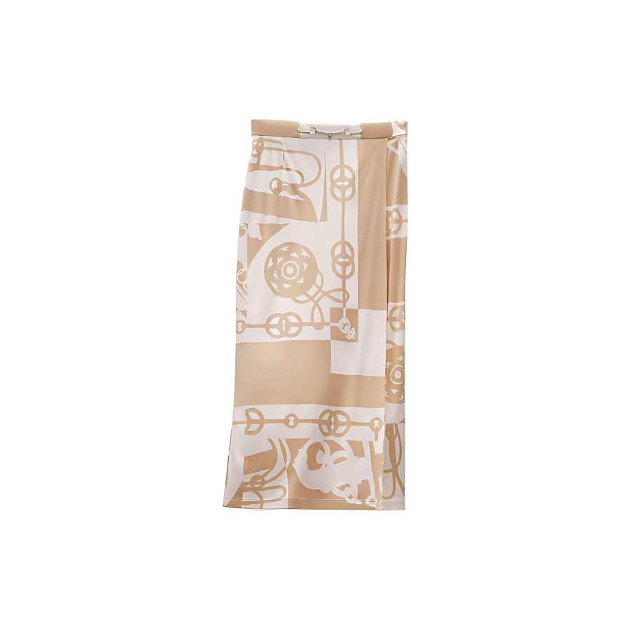 HERMES SS22 Casual Long Skirt Women's Beige