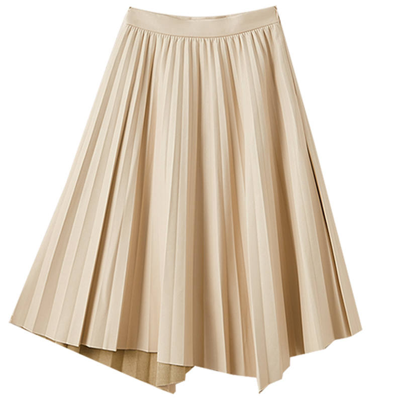 ELLE Casual Long Skirts Women's Ecru Moderate Mid Length A Line Skirt