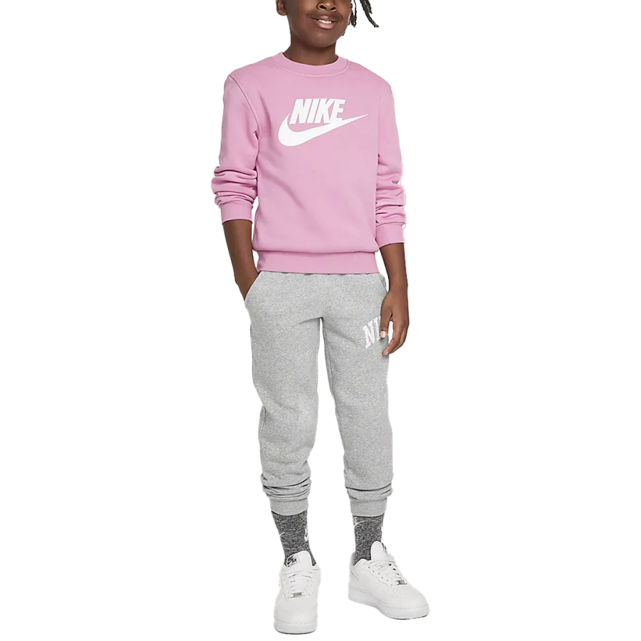 Nike Nike Sweatshirt Sportswear Club Fleece Crew Neck Pullover Fleece Lined Mysterious Flamingo Red/White Teenagers