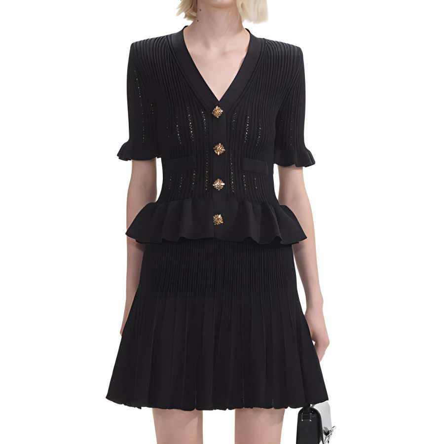 Self-portrait Self portrait Short Sleeved Dress Women's Classic Black
