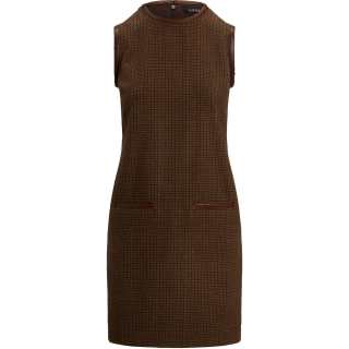 LAUREN RALPH LAUREN FW24 Sleeveless Dress Women's Brown Yellow