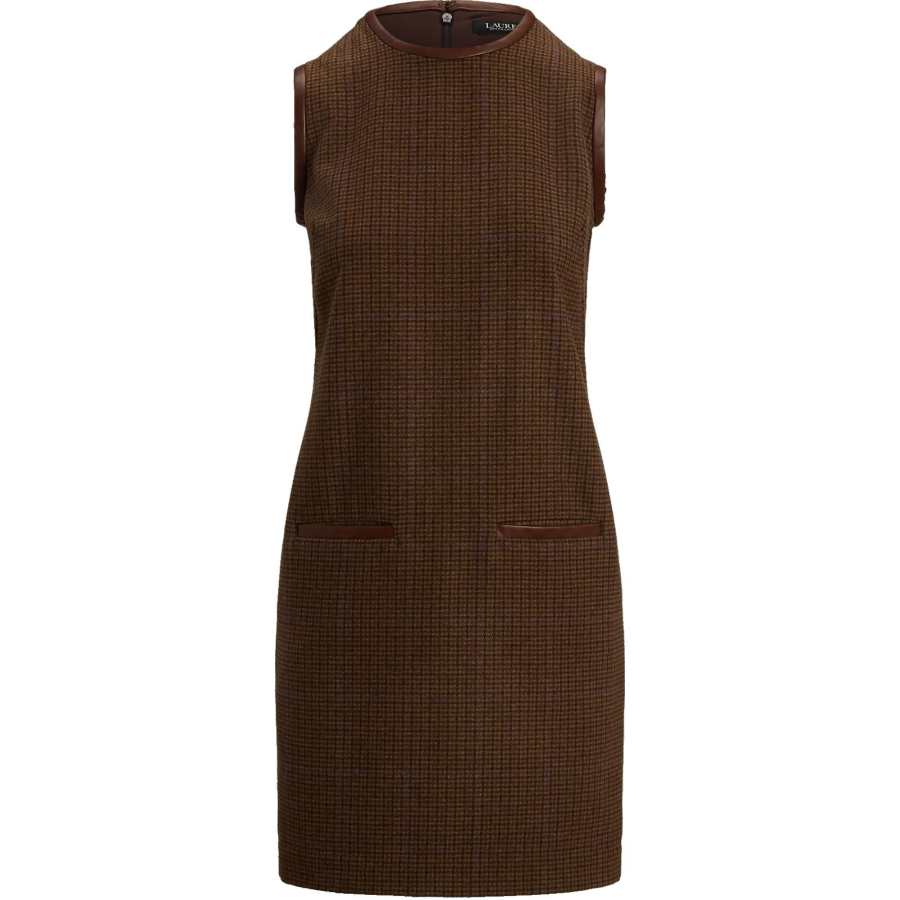 LAUREN RALPH LAUREN FW24 Sleeveless Dress Women's Brown Yellow