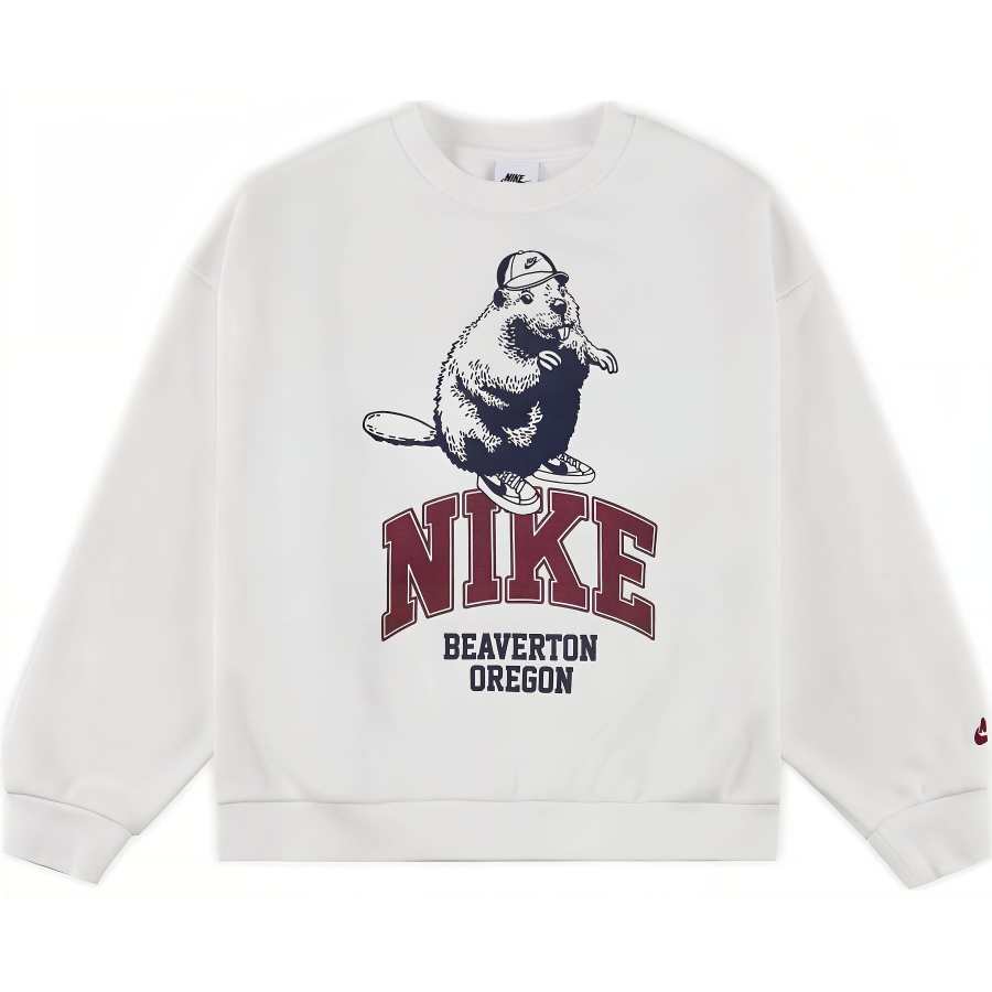 Nike Nike Sweatshirt Sportswear Fleece Lined Crew Neck Casual Minimalist Style Sail White Kids'