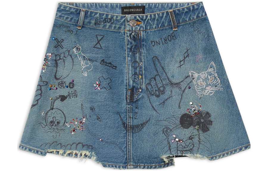 Balenciaga Denim Short Skirts Women's Blue Moderate Short Other