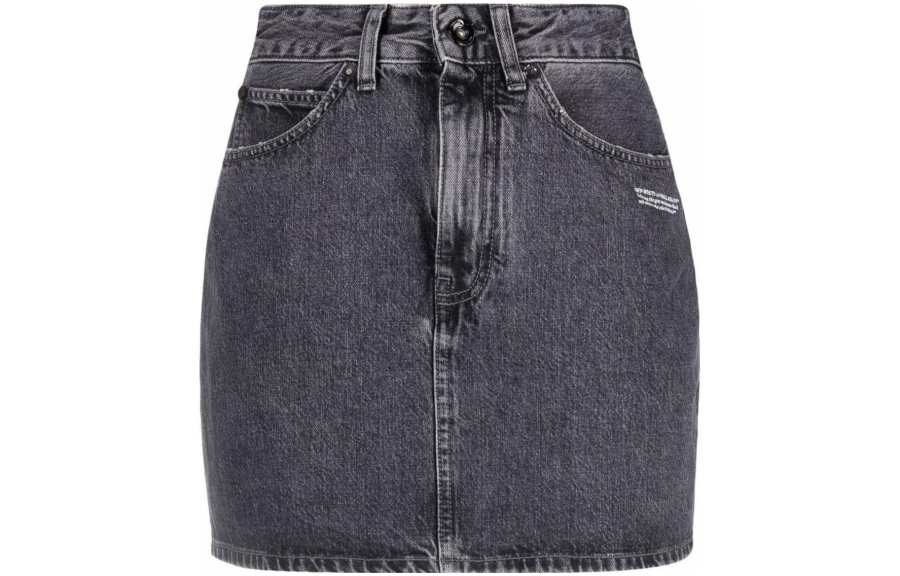 OFF-WHITE OFF-WHITE logo-print denim skirt