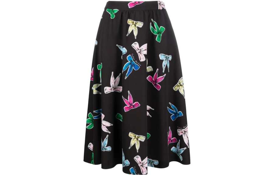 MOSCHINO Casual Long Skirts Women's Black Mid Length A Line Skirt