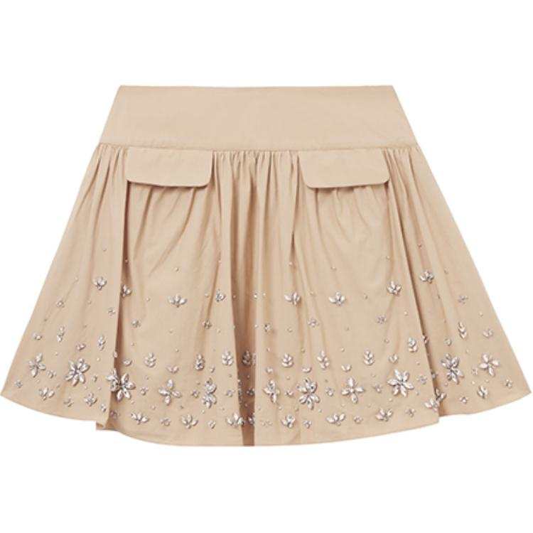 Self-portrait Self portrait Crystal embellished Cotton Miniskirt