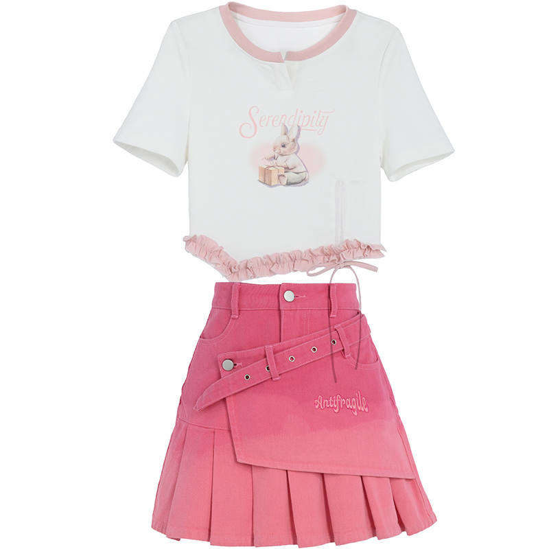 SNBL Two Piece Skirt Sets Women's Crew Neck Moderate Short