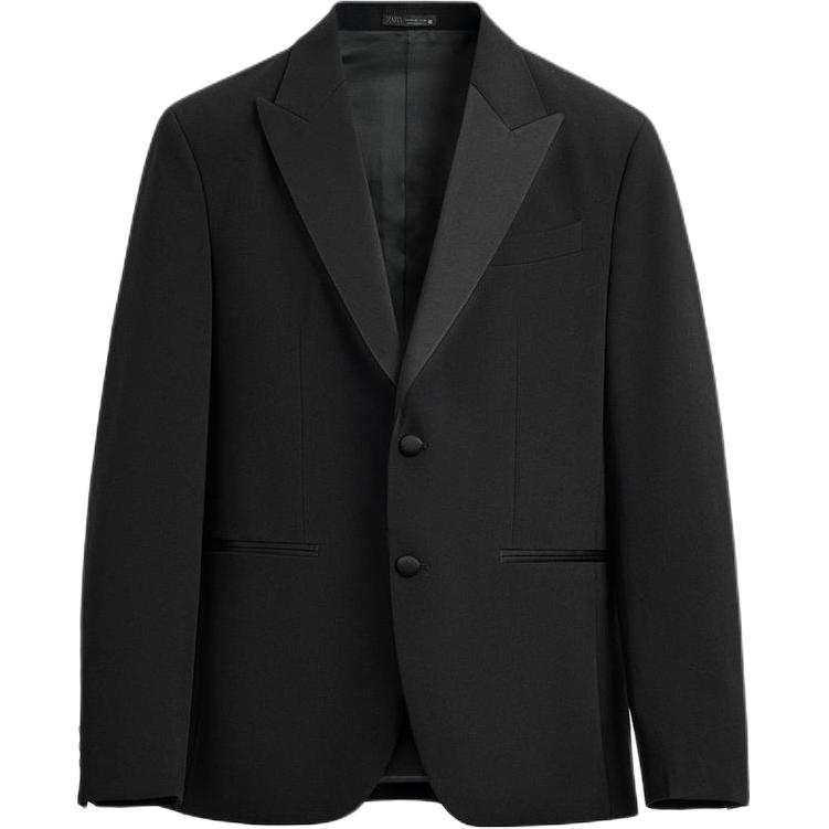 ZARA Business Suits Men's Black Moderate Business Suit
