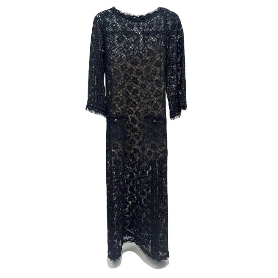 CHANEL Long Sleeved Dress Women's Black