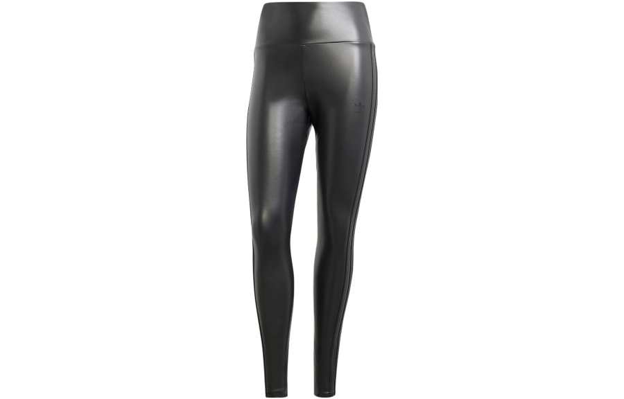 Adidas Originals FAUX LEATHER LEGGINGS Sports Pants Women's Black