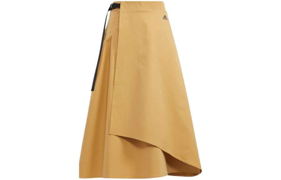 Adidas Adidas Casual Long Skirts Women's Gold Beige Moderate Mid Length A Line Skirt