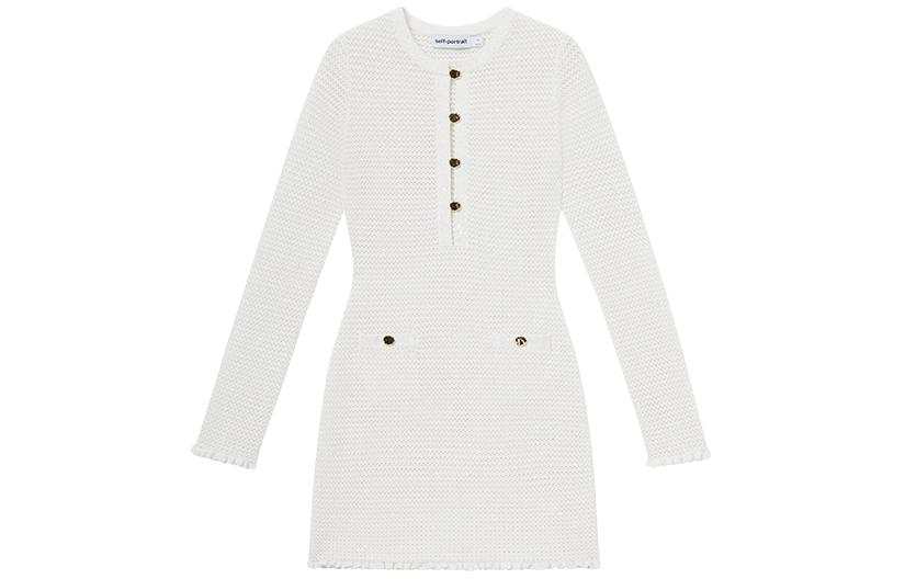 Self-portrait Self portrait Long Sleeved Dress Women's Ivory White