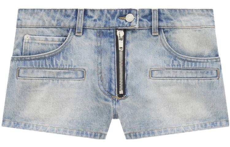 COURREGES Denim Shorts Women's Denim Blue Moderate Straight Fit Pants
