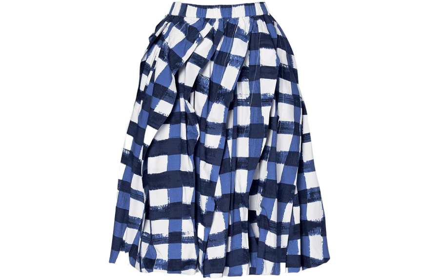UNIQLO X Marni Women's Balloon Shape Check Skirt Blue