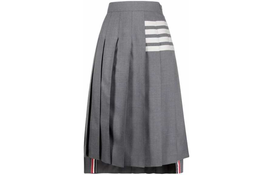 THOM BROWNE THOM BROWNE Pleated Asymmetric Midi Skirt