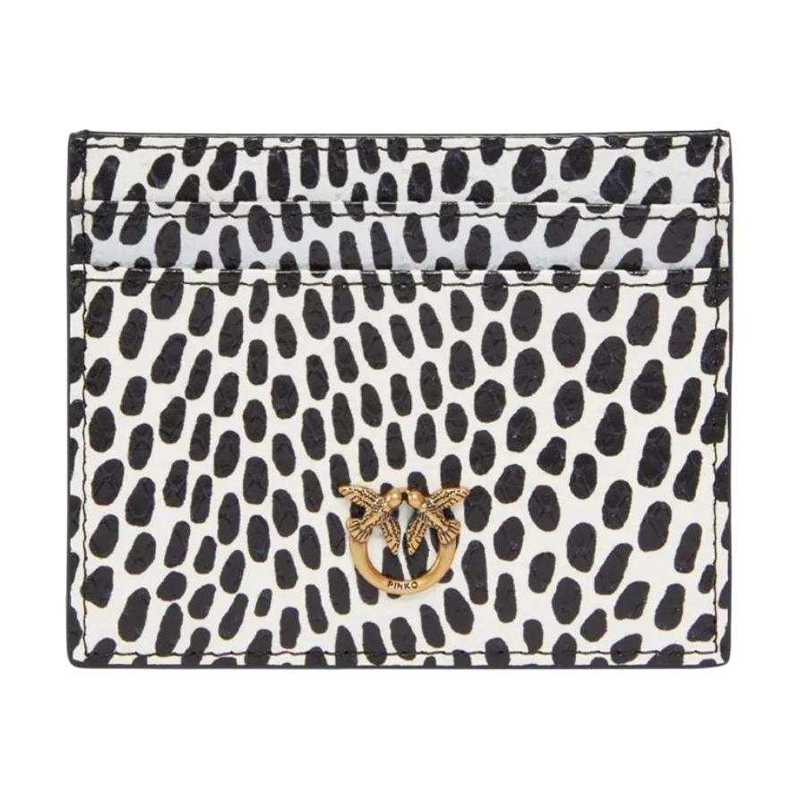 PINKO Calfskin Card Holder Women's Black & White
