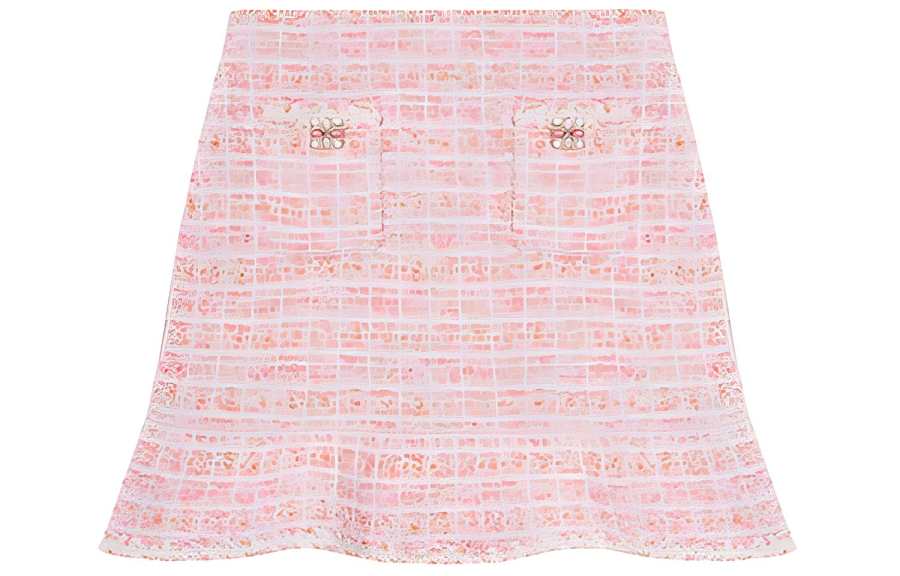 Self-portrait Self portrait Casual Short Skirts Women's Red And Pink Plaid