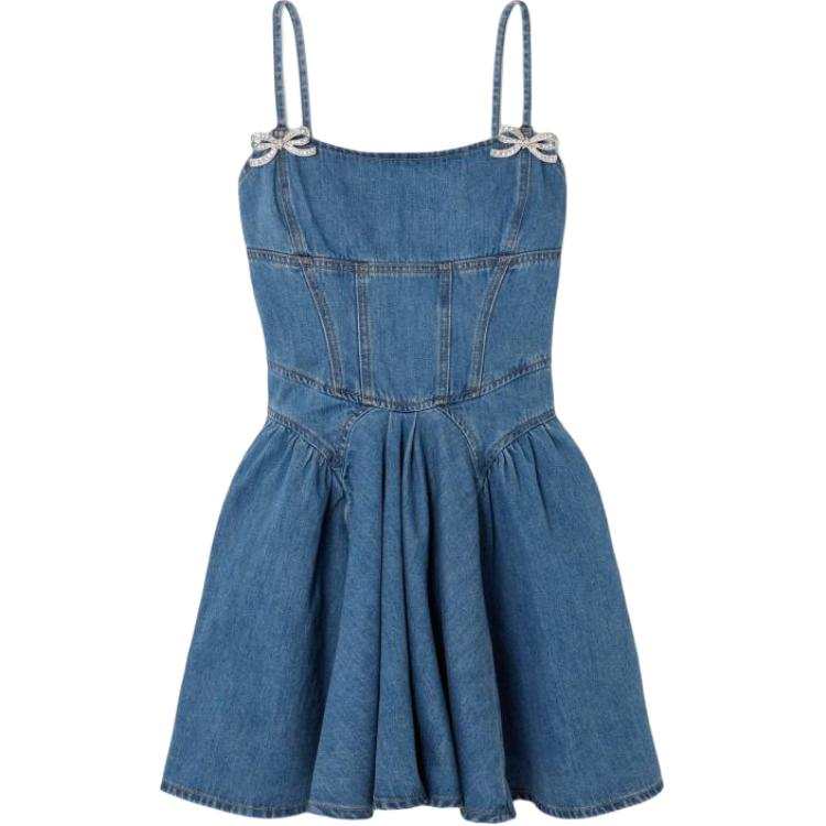 Self-portrait Self-portrait denim flared mini dress