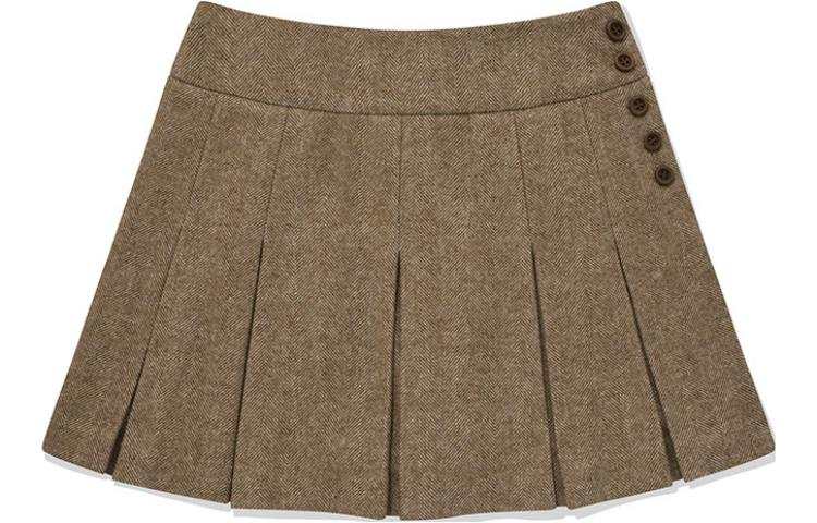 Kirsh Casual Short Skirts Women's Dark Beige Moderate Short Pleated Skirt