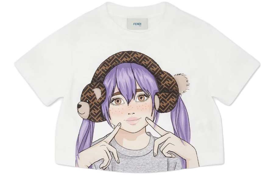 FENDI Kids T Shirts Crew Neck Moderate
