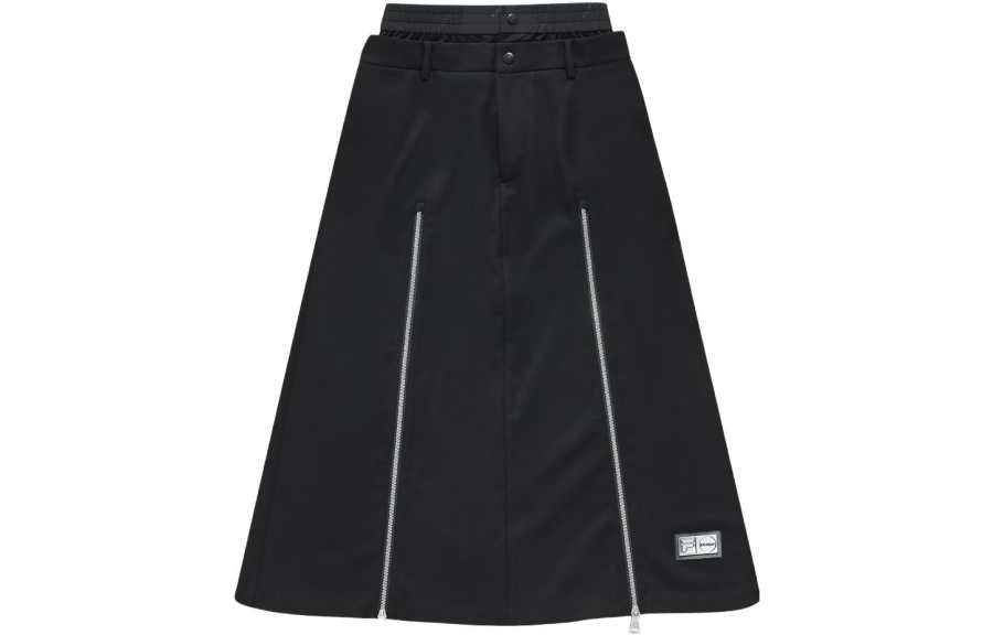 FILA FUSION X Beams Casual Long Skirts Women's Jet Black Moderate Long A Line Skirt