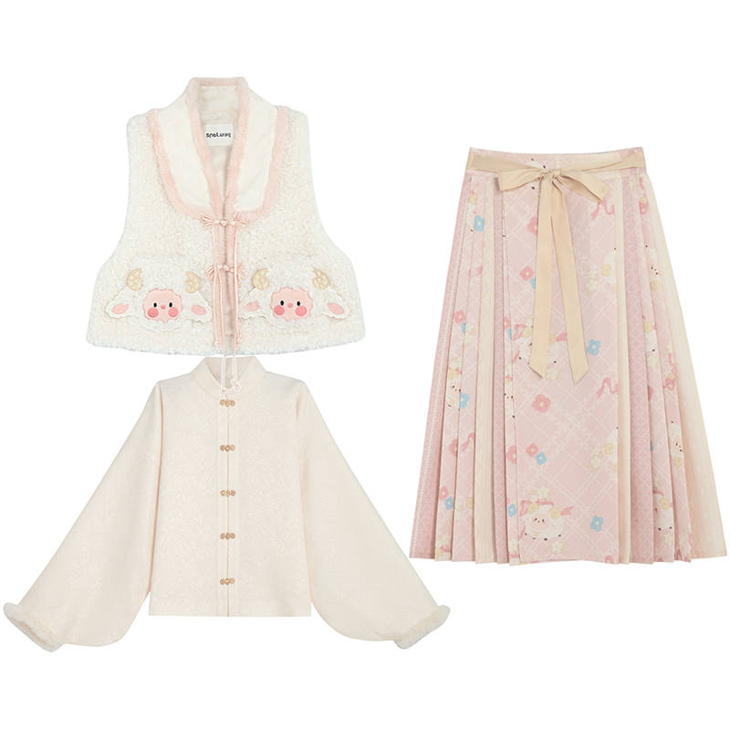 SNBL Two Piece Skirt Sets Women's Stand Collar Moderate Mid Length