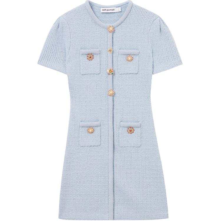 Self-portrait Self portrait Short Sleeved Dress Women's Misty Blue