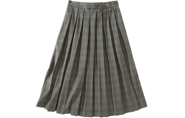 NOTHOMME Casual Long Skirts Women's Gray Plaid Moderate Mid Length A Line Skirt