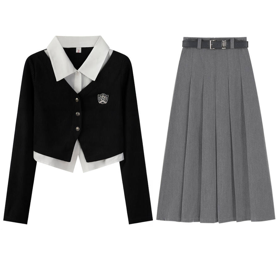 FLIM Two Piece Skirt Sets Women's V Neck Moderate