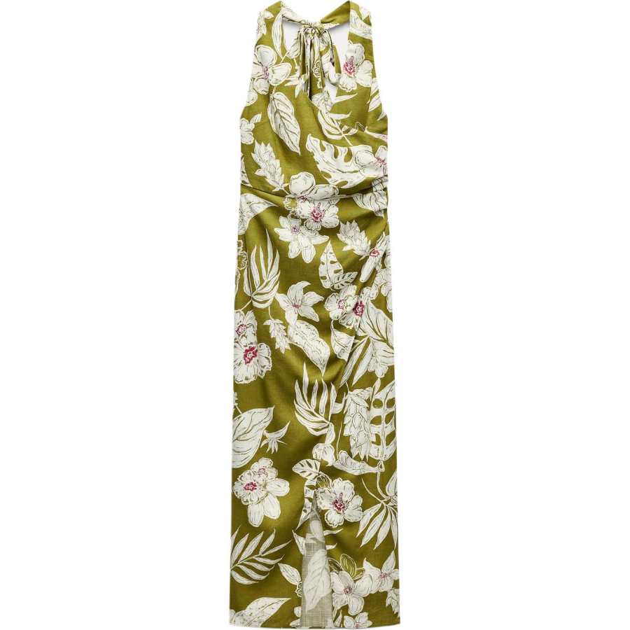 ZARA Sleeveless Dress Women's Light Beige Yellow/Khaki