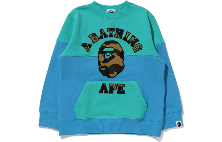 A BATHING APE Sweatshirt Bape FW22 1st Camo College Patch Color Block Crewneck Kids'