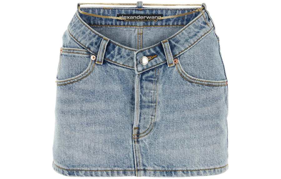 Alexander Wang Chain-embellished Denim Miniskirt