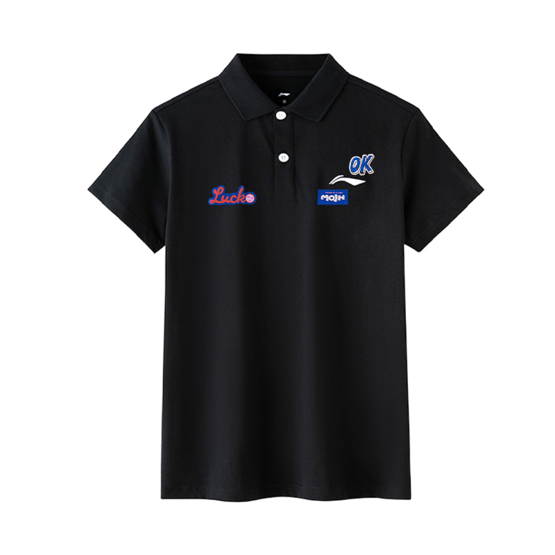 Li-Ning Li Ning Polo Shirts Unisex Black Polo Collar Thin Straight Fit