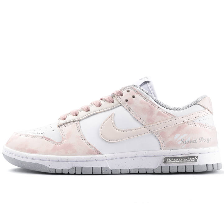 Nike Nike Dunk Heartfelt Signal Slip Resistant Abrasion Resistant Low top Skateboard Shoes Unisex Pink White
