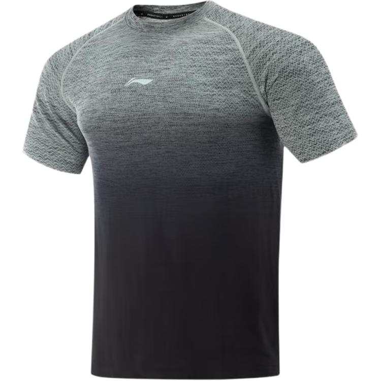 Li-Ning Li Ning T Shirts Men's Gray Crew Neck Moderate Straight Fit