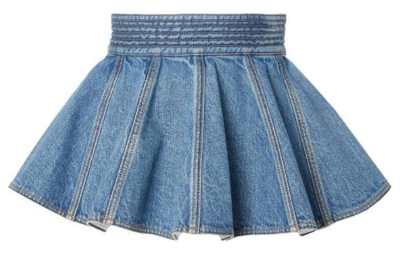 Alaia Belted Flared Denim Skirt