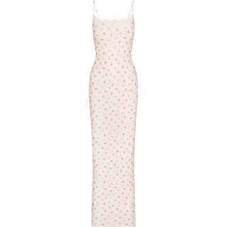 Skims Valentine's Day Collection Slip Dresses Women's Marble Candy Heart Print/Marble Candy Heart Print Crew Neck Moderate Long
