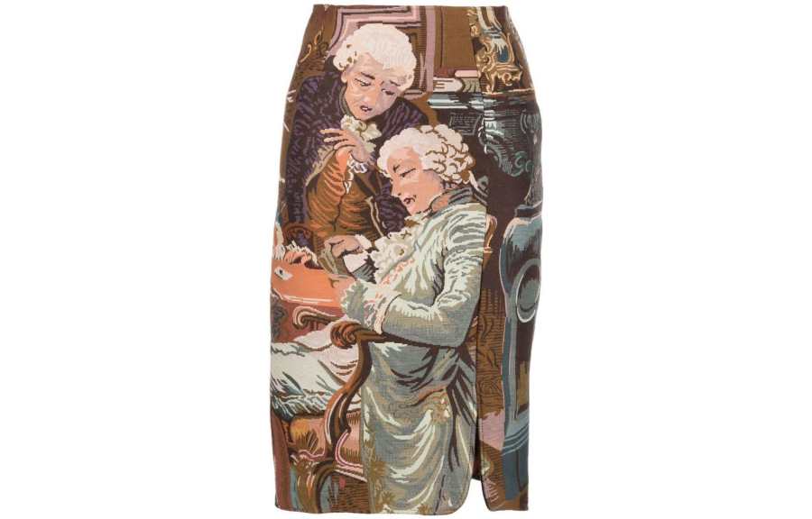 MOSCHINO Casual Long Skirts Women's Brown Mid Length Bodycon Skirt