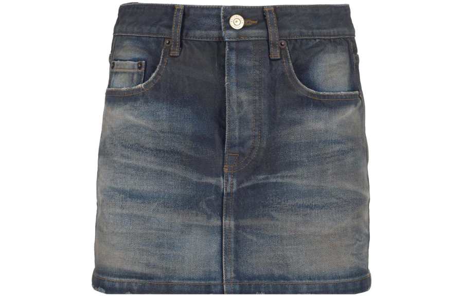 Balenciaga Frayed Edge Denim Mini Skirt