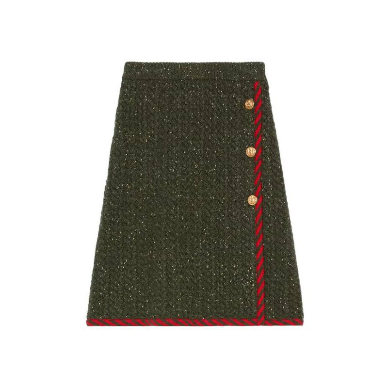 GUCCI 【Previous Season】cable-knit wool-cotton midi skirt