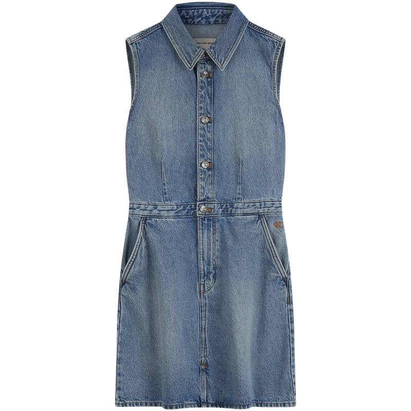 CALVIN KLEIN Sleeveless Dress Women's RJK Denim Light Blue