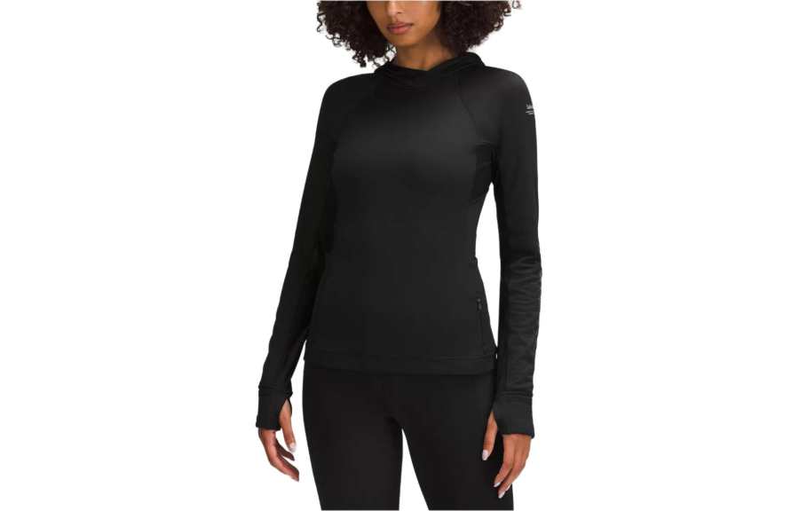 Lululemon Fleece Reflective Running Hoodie Workout Clothing Women's Black