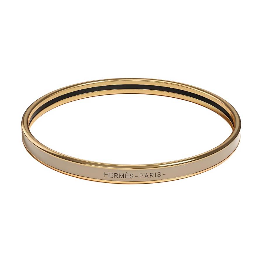 HERMES HERMES Enamel Bangles Women's Elephant Gray Gold