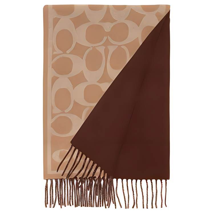 COACH Cashmere Knit Scarves Unisex Light Umber/Brown