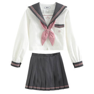 SHENBEI JK Two Piece Skirt Sets Women's Navy Collar Moderate Short