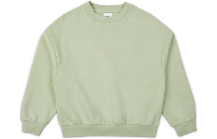 Nike Nike Sweatshirt Solid Color Logo Label Crew Neck Fleece Lined Loose Fit Melon Green Kids'