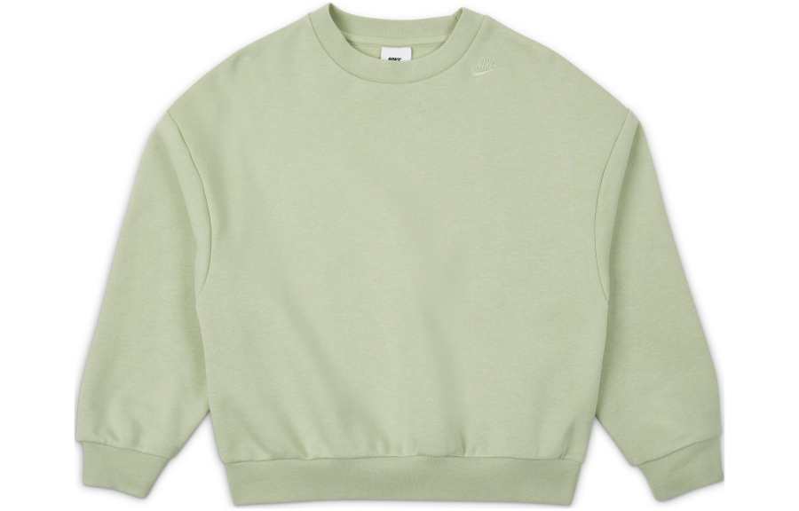 Nike Nike Sweatshirt Solid Color Logo Label Crew Neck Fleece Lined Loose Fit Melon Green Kids'