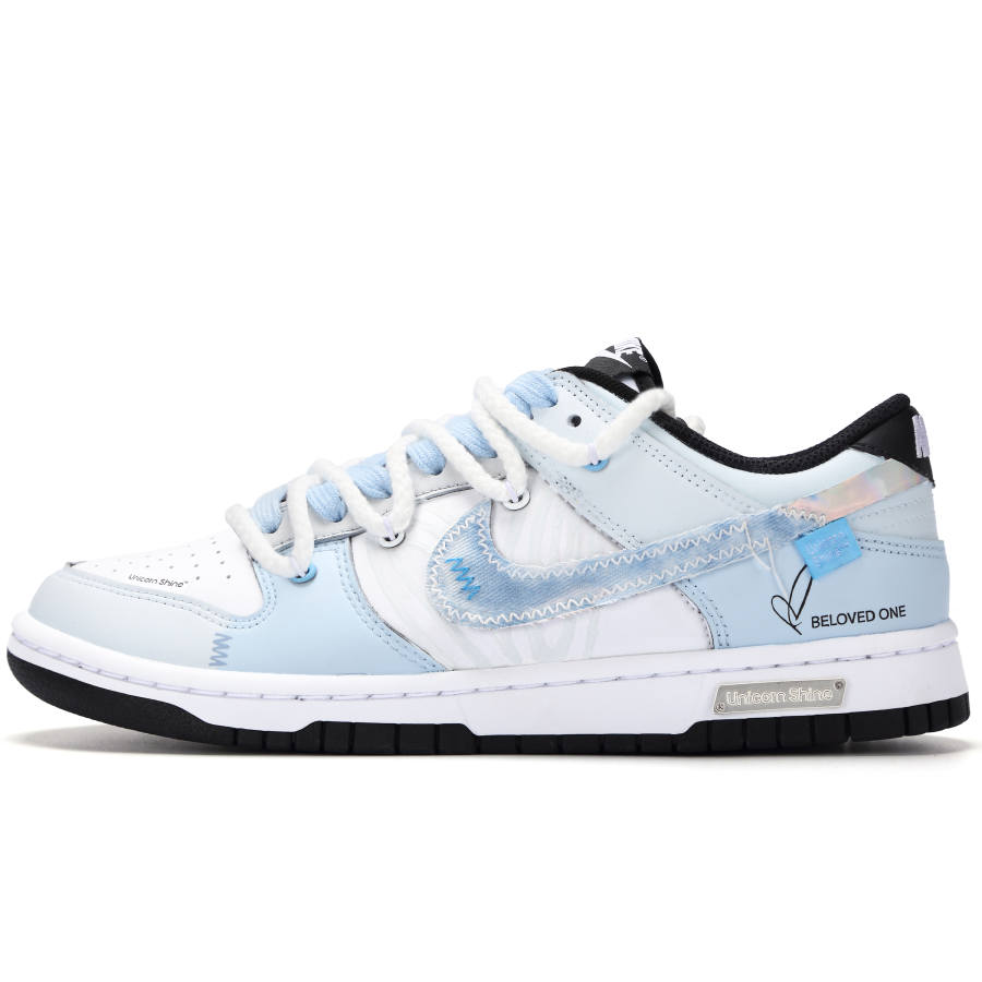 Nike Nike Dunk Ice Island Love Letter Slip Resistant Abrasion Resistant Low top Skateboard Shoes Unisex Blue White