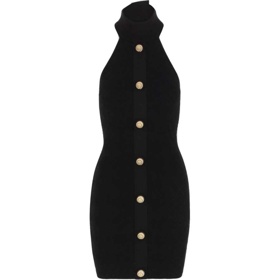 BALMAIN BALMAIN Off Shoulder Button Detailed Mini Dress